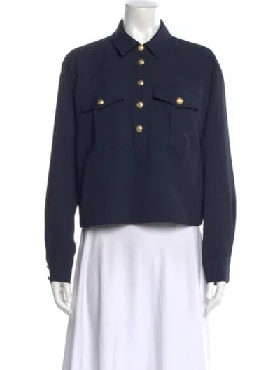 Pre-owned Veronica Beard Long Sleeve Button-up Top W/ Tags In Blue