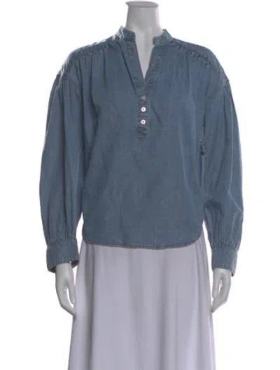 Pre-owned Veronica Beard Long Sleeve Button-up Top W/ Tags In Blue
