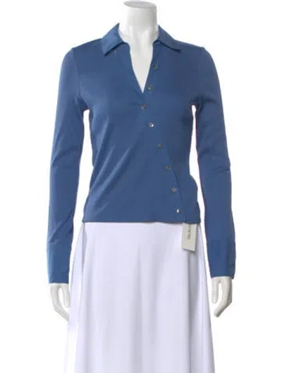 Pre-owned Veronica Beard Long Sleeve Button-up Top W/ Tags In Blue
