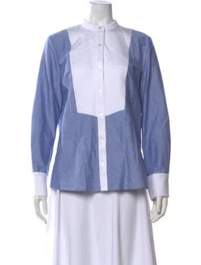 Pre-owned Veronica Beard Long Sleeve Button-up Top W/ Tags In Blue