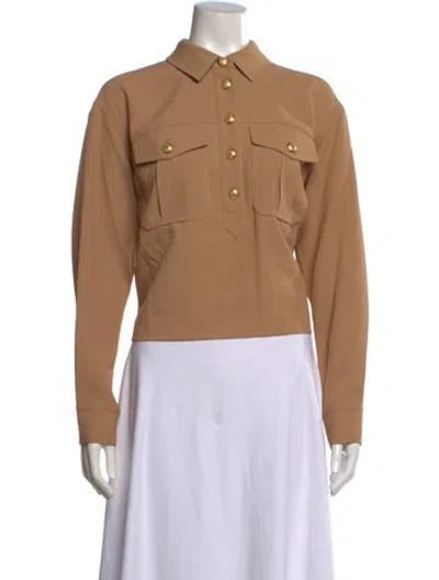 Pre-owned Veronica Beard Long Sleeve Button-up Top W/ Tags In Brown