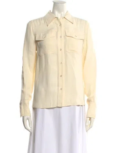 Pre-owned Veronica Beard Long Sleeve Button-up Top W/ Tags In Neutral