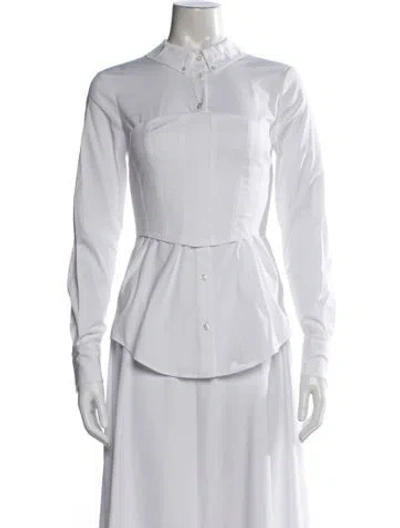 Pre-owned Veronica Beard Long Sleeve Button-up Top W/ Tags In White