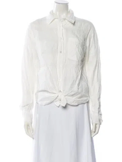 Pre-owned Veronica Beard Long Sleeve Button-up Top In White