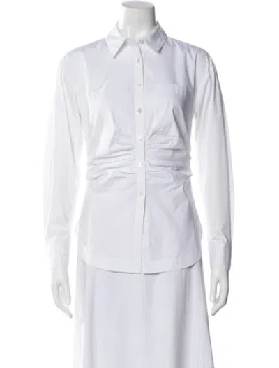 Pre-owned Veronica Beard Long Sleeve Button-up Top In White