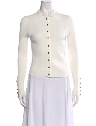 Pre-owned Veronica Beard Long Sleeve Button-up Top In White