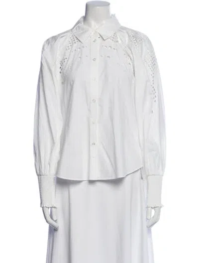 Pre-owned Veronica Beard Long Sleeve Button-up Top In White