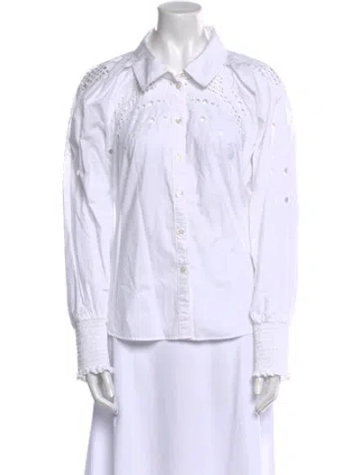 Pre-owned Veronica Beard Long Sleeve Button-up Top In White