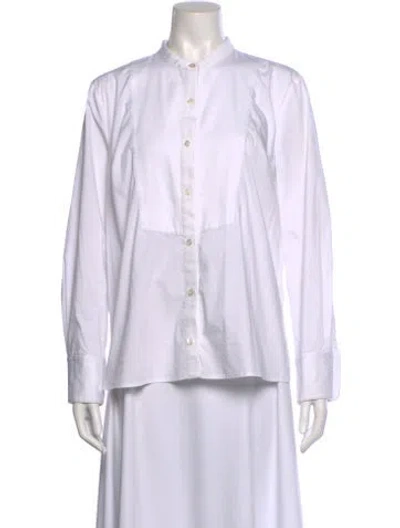 Pre-owned Veronica Beard Long Sleeve Button-up Top In White