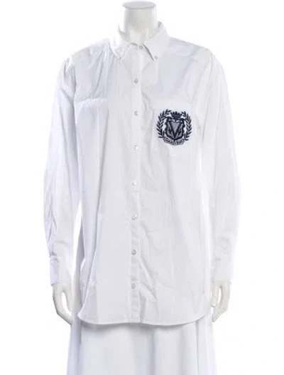 Pre-owned Veronica Beard Long Sleeve Button-up Top In White
