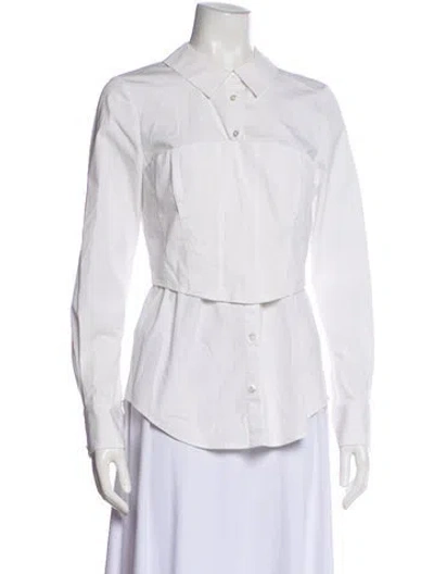 Pre-owned Veronica Beard Long Sleeve Button-up Top In White