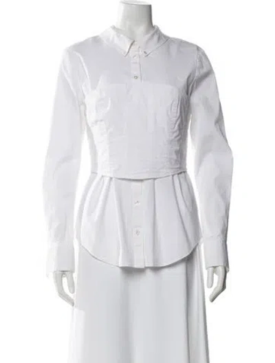 Pre-owned Veronica Beard Long Sleeve Button-up Top In White
