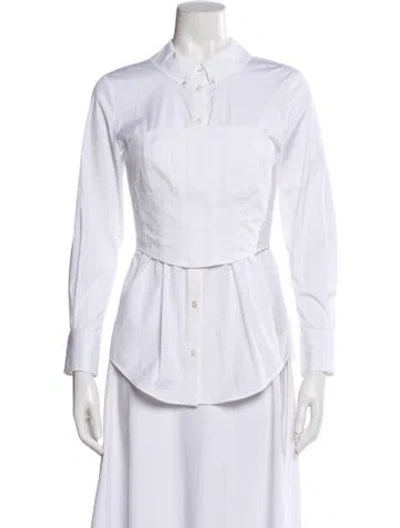 Pre-owned Veronica Beard Long Sleeve Button-up Top In White