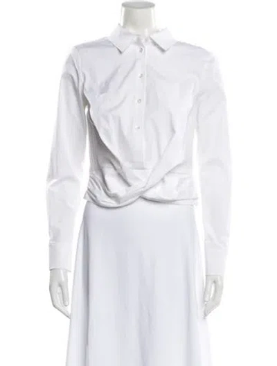 Pre-owned Veronica Beard Long Sleeve Button-up Top In White