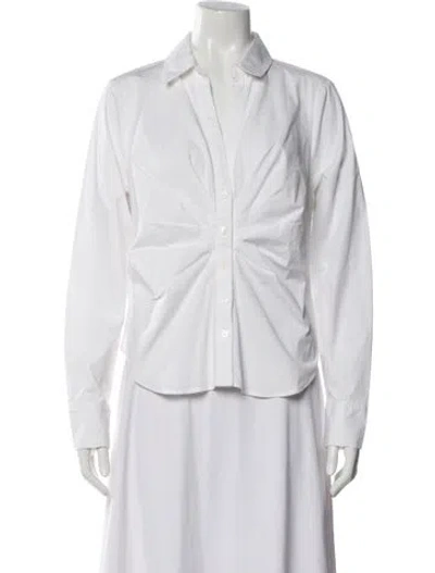 Pre-owned Veronica Beard Long Sleeve Button-up Top In White