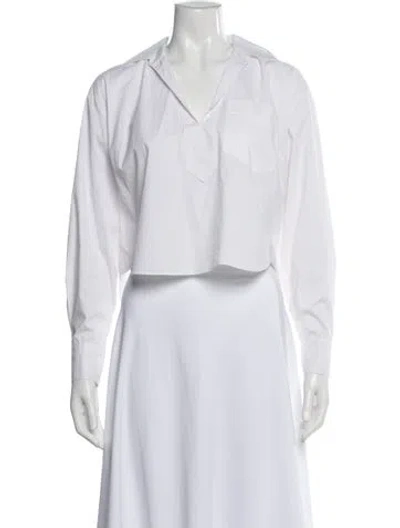 Pre-owned Veronica Beard Long Sleeve Button-up Top In White