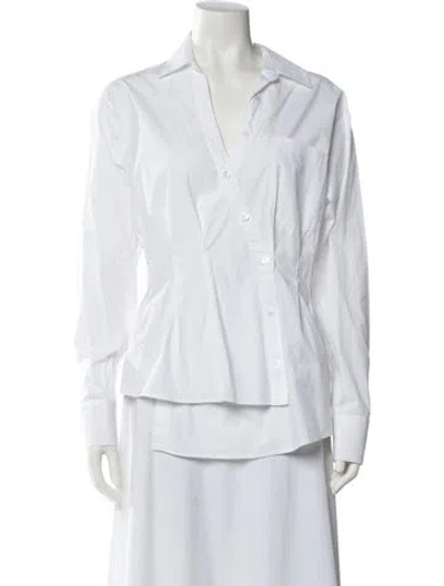 Pre-owned Veronica Beard Long Sleeve Button-up Top In White