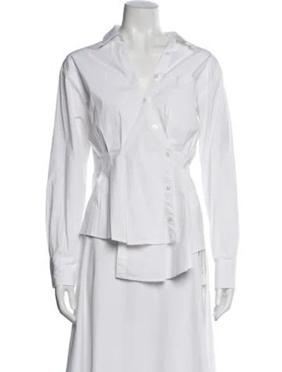 Pre-owned Veronica Beard Long Sleeve Button-up Top In White