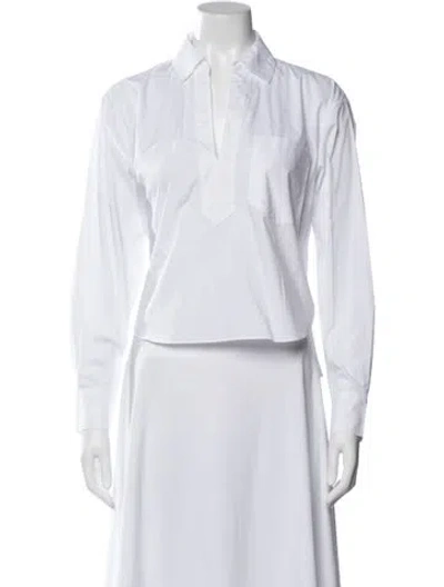 Pre-owned Veronica Beard Long Sleeve Button-up Top In White