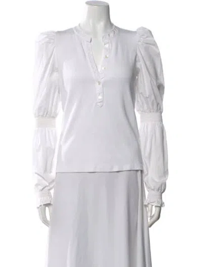 Pre-owned Veronica Beard Long Sleeve Button-up Top In White