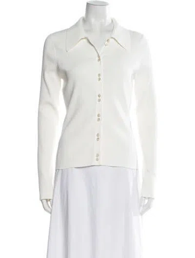 Pre-owned Veronica Beard Long Sleeve Button-up Top In White