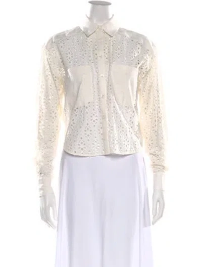 Pre-owned Veronica Beard Long Sleeve Button-up Top In White