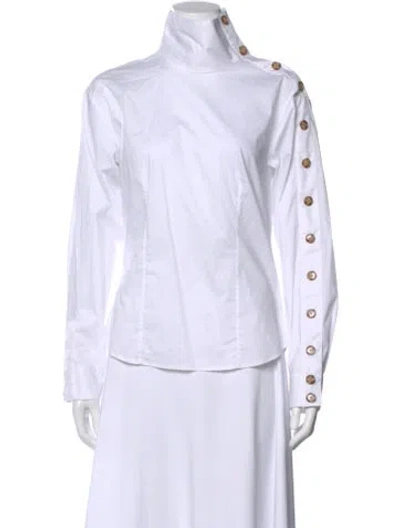 Pre-owned Veronica Beard Long Sleeve Button-up Top In White