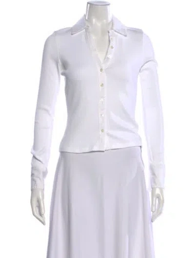 Pre-owned Veronica Beard Long Sleeve Button-up Top In White