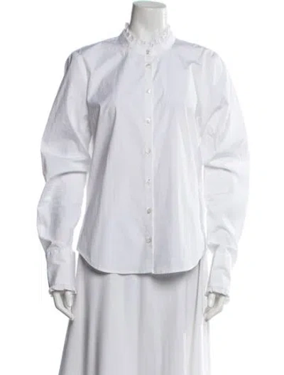 Pre-owned Veronica Beard Long Sleeve Button-up Top In White