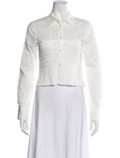 Pre-owned Veronica Beard Long Sleeve Button-up Top In White