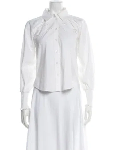 Pre-owned Veronica Beard Long Sleeve Button-up Top In White
