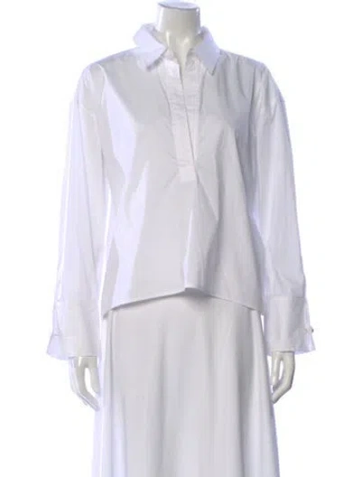Pre-owned Veronica Beard Long Sleeve Button-up Top In White