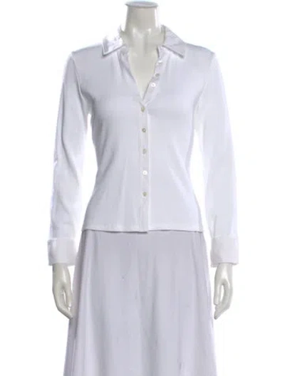 Pre-owned Veronica Beard Long Sleeve Button-up Top In White