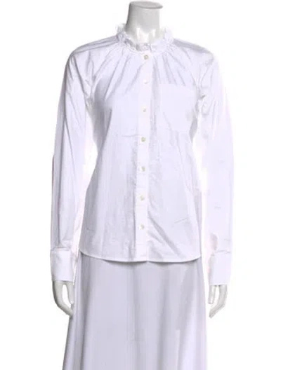 Pre-owned Veronica Beard Long Sleeve Button-up Top In White