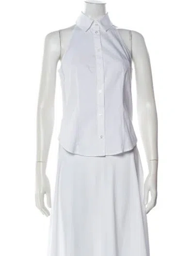 Pre-owned Veronica Beard Long Sleeve Button-up Top In White