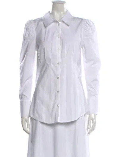 Pre-owned Veronica Beard Long Sleeve Button-up Top In White