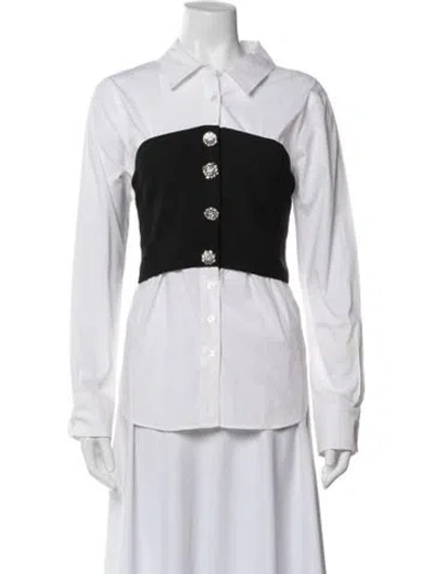 Pre-owned Veronica Beard Long Sleeve Button-up Top In White