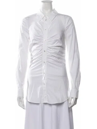 Pre-owned Veronica Beard Long Sleeve Button-up Top In White