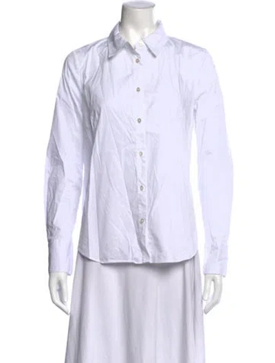Pre-owned Veronica Beard Long Sleeve Button-up Top In White