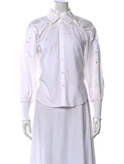 Pre-owned Veronica Beard Long Sleeve Button-up Top In White