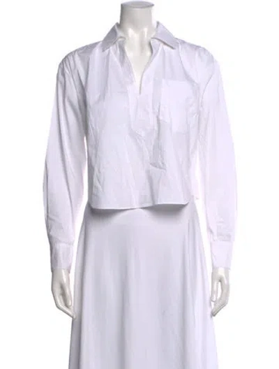 Pre-owned Veronica Beard Long Sleeve Button-up Top In White