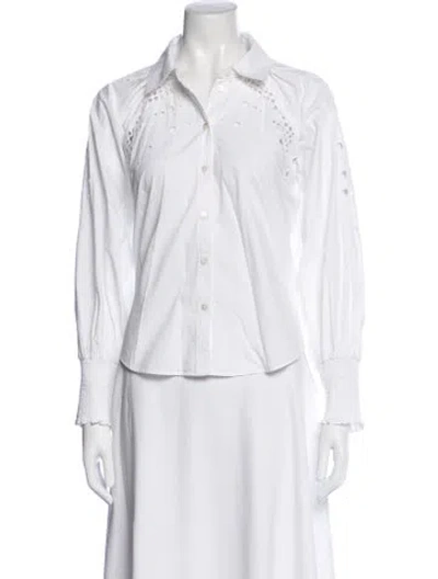 Pre-owned Veronica Beard Long Sleeve Button-up Top In White
