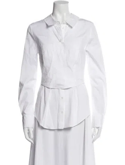 Pre-owned Veronica Beard Long Sleeve Button-up Top In White