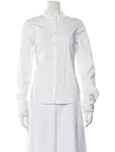 Pre-owned Veronica Beard Long Sleeve Button-up Top In White