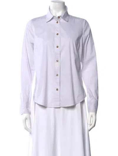 Pre-owned Veronica Beard Long Sleeve Button-up Top In White