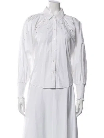 Pre-owned Veronica Beard Long Sleeve Button-up Top In White