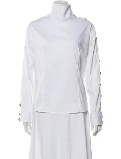 Pre-owned Veronica Beard Long Sleeve Button-up Top In White