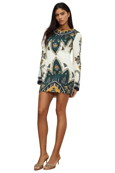 Veronica Beard Long Sleeve Cromwell Mini Dress In Ecru Multi