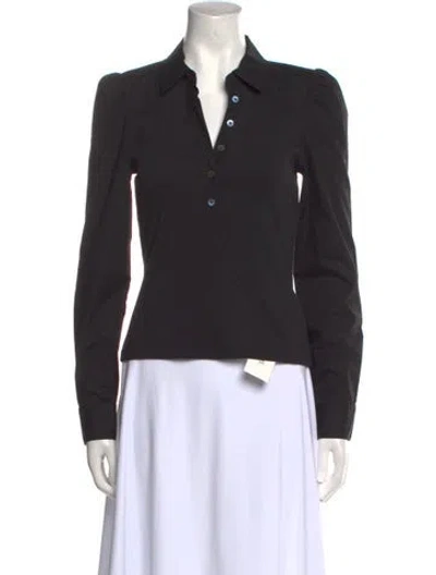 Pre-owned Veronica Beard Long Sleeve Polo In Black