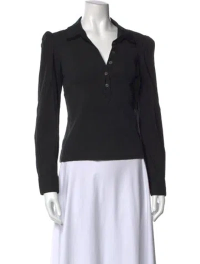 Pre-owned Veronica Beard Long Sleeve Polo In Black